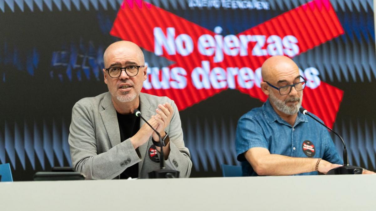 Unai Sordo y Mariano Sanz en la presentacin de la campaa, "No ejerzas tus derechos".